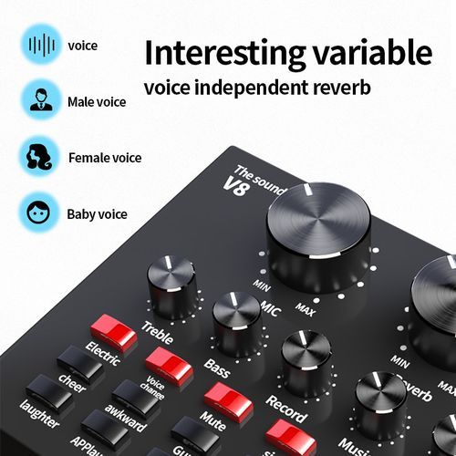 Microphone with V8 BM800 sound card kit, supporting capacitor, USB, Bluetooth, studio recording, professional karaoke