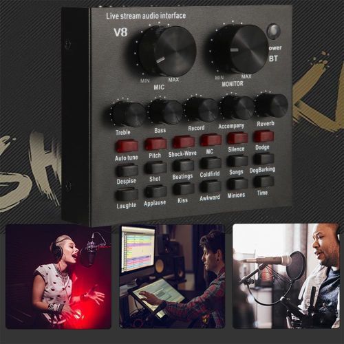 Microphone with V8 BM800 sound card kit, supporting capacitor, USB, Bluetooth, studio recording, professional karaoke