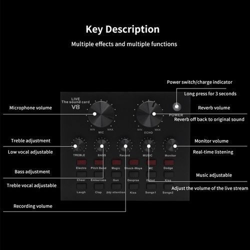 Microphone with V8 BM800 sound card kit, supporting capacitor, USB, Bluetooth, studio recording, professional karaoke
