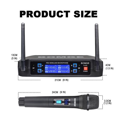 BOMGE 4-Channel Dynamic Wireless Microphone System