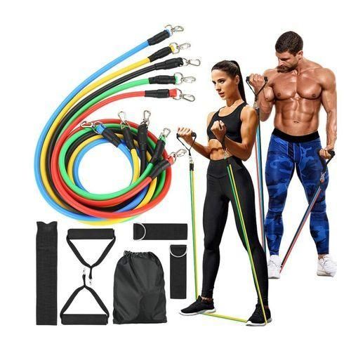 11 Piece Fitness Exercise Resistance Band Belt - Multicolor