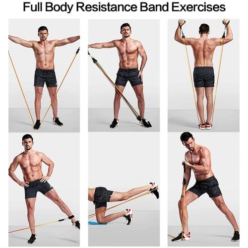 11 Piece Fitness Exercise Resistance Band Belt - Multicolor