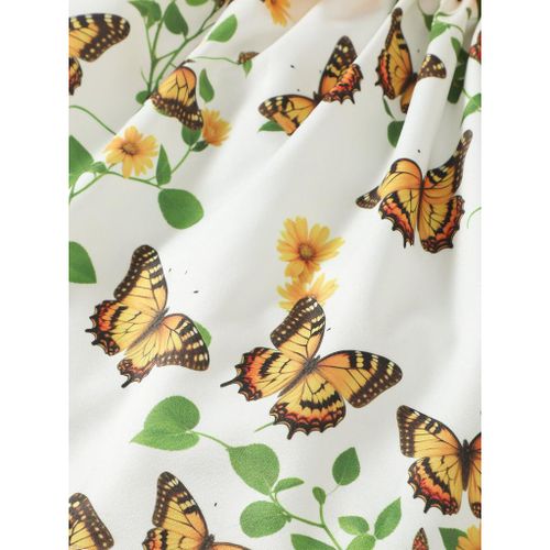 Catpapa 4-7 Years Kid Girl Summer Sleeveless Floral Fly Sleeve Dresses Party Wear