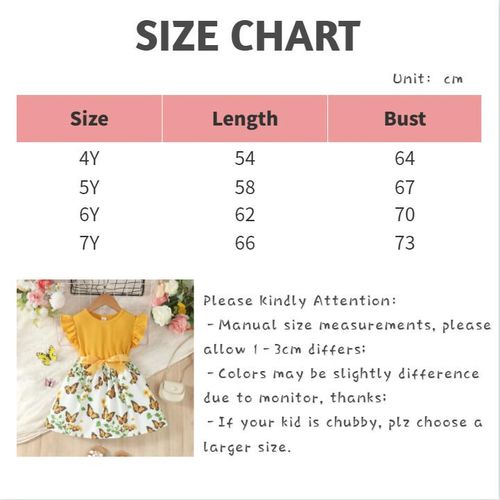 Catpapa 4-7 Years Kid Girl Summer Sleeveless Floral Fly Sleeve Dresses Party Wear