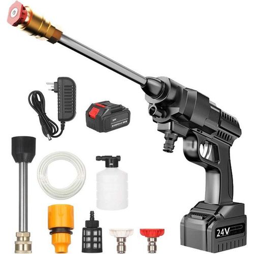 Lithium Battery Wireless Car Wash Gun Cordless High Pressure Portable Washer- Black.