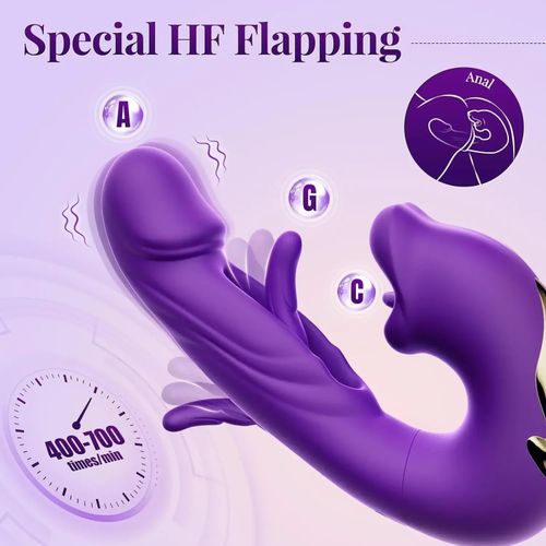 Waterproof 3-in-1 Vaginal Slapping, Licking And Vibrating Device - Purple