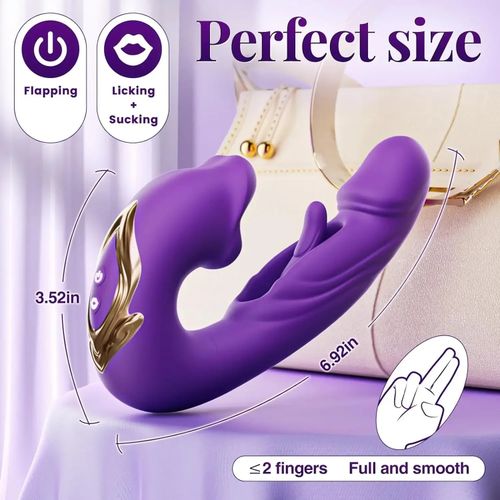 Waterproof 3-in-1 Vaginal Slapping, Licking And Vibrating Device - Purple