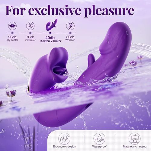 Waterproof 3-in-1 Vaginal Slapping, Licking And Vibrating Device - Purple