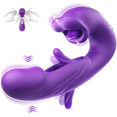 Waterproof 3-in-1 Vaginal Slapping, Licking And Vibrating Device - Purple