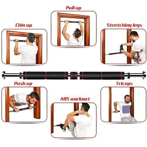 Adjustable Steel Door Horizontal Bar,80-130 Cm,200 Kg-Black