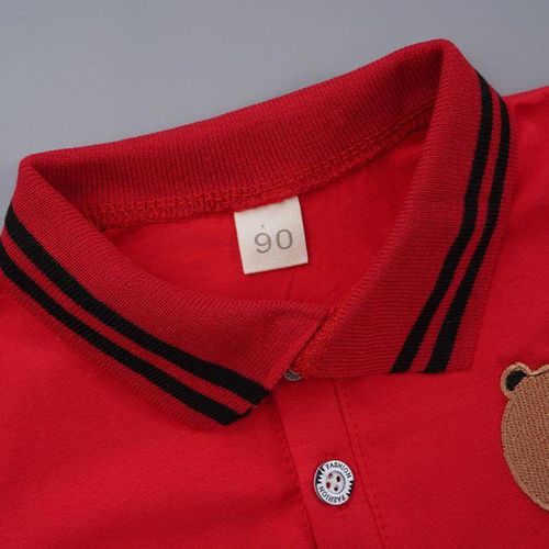 1set Polo Shirt Short-Sleeved Suit Children's Summer Handsome Bear Set 110cm White