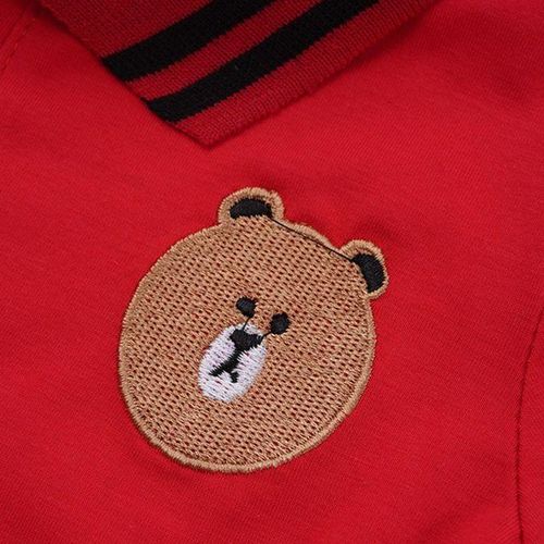 1set Polo Shirt Short-Sleeved Suit Children's Summer Handsome Bear Set 110cm White