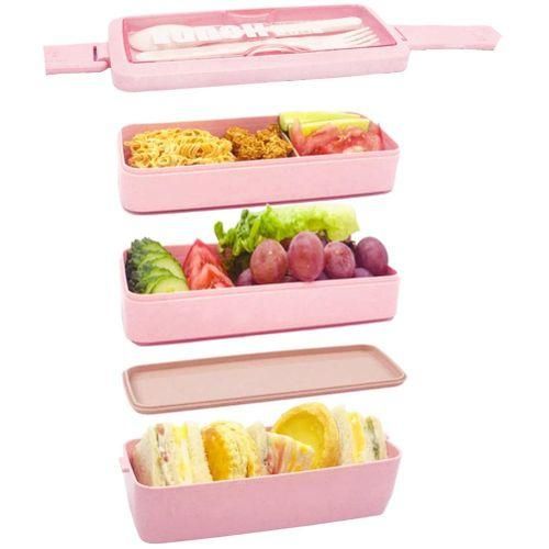 Upgrade Bento Lunch Box, Bento Lunch Box for Kids and Adults, Meal Prep Containers with Fork and Spoon1000Ml,Pink