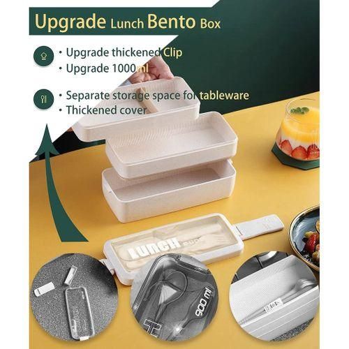 Upgrade Bento Lunch Box, Bento Lunch Box for Kids and Adults, Meal Prep Containers with Fork and Spoon1000Ml,Pink