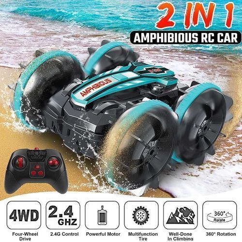 2.4GHz 4WD 360&deg; Rotatable RC Car Waterproof Amphibious- Black