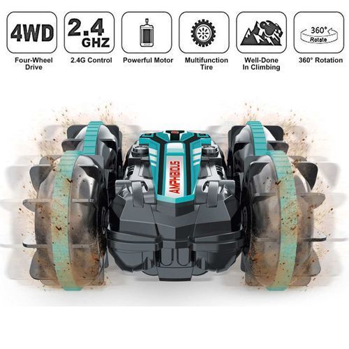 2.4GHz 4WD 360° Rotatable RC Car Waterproof Amphibious- Black