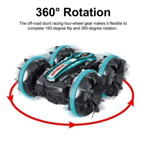 2.4GHz 4WD 360° Rotatable RC Car Waterproof Amphibious- Black