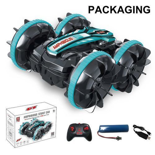 2.4GHz 4WD 360° Rotatable RC Car Waterproof Amphibious- Black