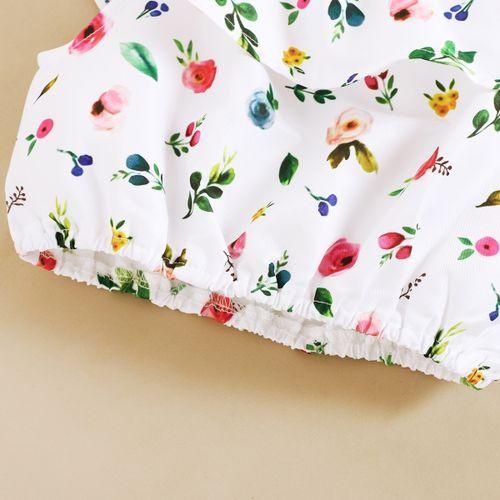 Kids Girls outfit set ins fashion floral tank tops bib pants-Green