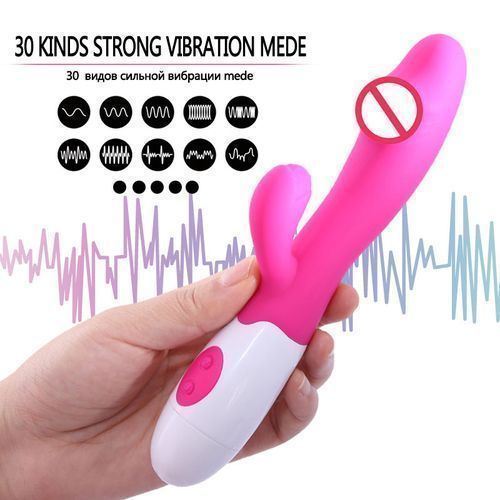 SEXTOYS 1pc Rose Red AV Stick Rabbit Vibrator 30 Frequency Double Head Clitoris Vaginal Masturbator