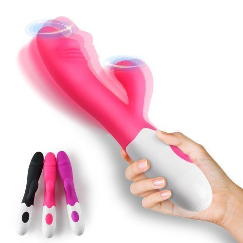 SEXTOYS 1pc Rose Red AV Stick Rabbit Vibrator 30 Frequency Double Head Clitoris Vaginal Masturbator