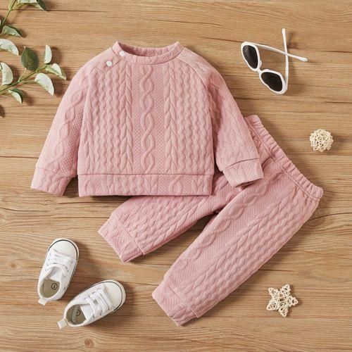 Baby Girls Autumn Winter Twist Knitting Long Sleeve Sweatshirt Pink
