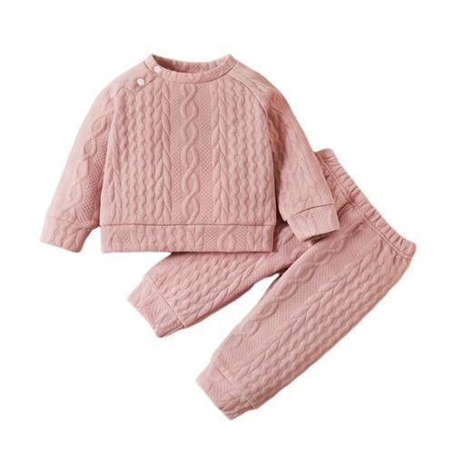 Baby Girls Autumn Winter Twist Knitting Long Sleeve Sweatshirt Pink