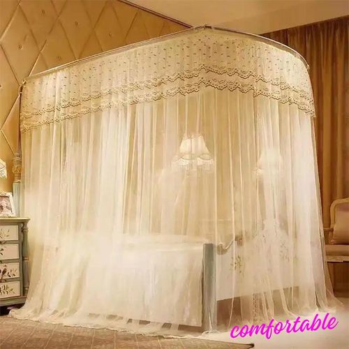 David Fishing Rod  Mosquito Net With 2 Stands & Retractable Guide Rail Premium Packaging Vary Design F1 Cream