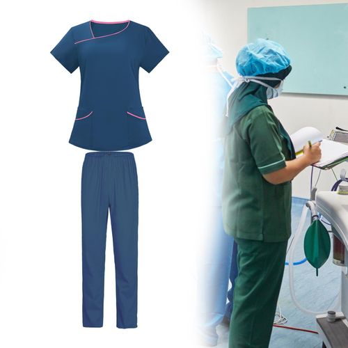Women's Scrub Sets Tops And Jogger Pant L Size Light Blue