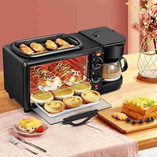Hoffmans 3 In 1 Breakfast Maker Oven, Coffee And Pan - black
