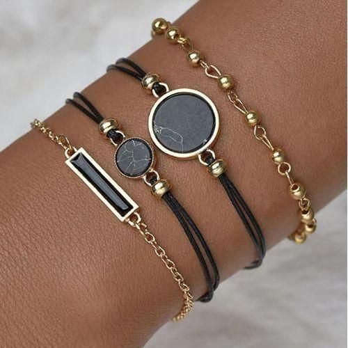 Trendy And Minimalist Women's Watches -6-piece Set - Black