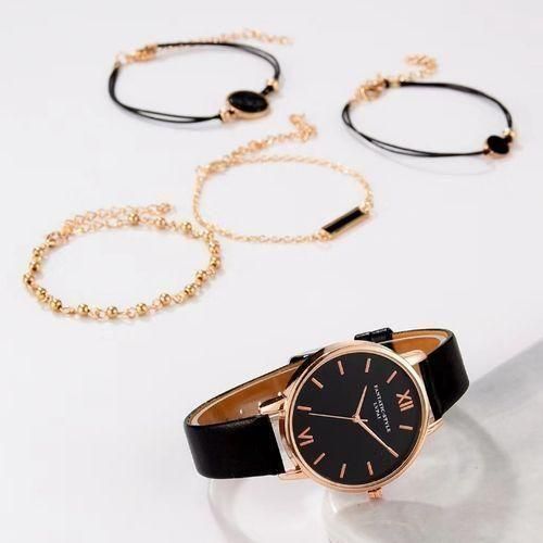 Trendy And Minimalist Women's Watches -6-piece Set - Black