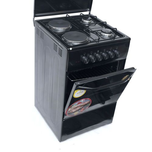 GL-General GL5022E-B  2 Electric & 2 Gas Cooker & Electric Oven 50*50 -  Black(3YRS WRTY)