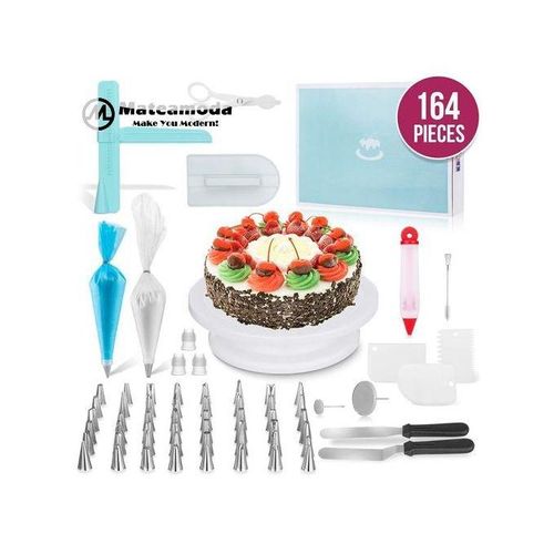 Mateamoda 164 Pcs/set Cake Decorating Turntable Piping Tip Nozzle Pastry Bag Set Diy Kit
