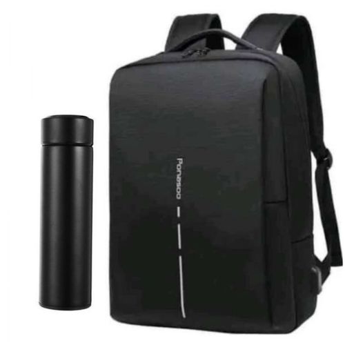 Panasoo A Pack Of Designer Laptop Bag And A Flask- Black