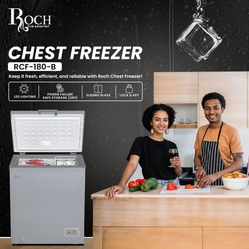 Roch 180 Litres Defrost Deep / Chest Freezer RCF-180-B(Sliding Glass) - Grey