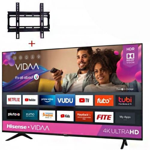 Hisense 55" Smart 4K TV, YouTube, Netflix Streaming, USB, HDMI Ports + Free Wall Mount - Black