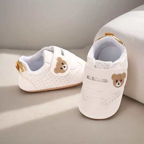 Spring And Autumn Baby Boys And Girls 0-1 Year Old Breathable Soft Bottom Non Slip Cartoon White Sneakers