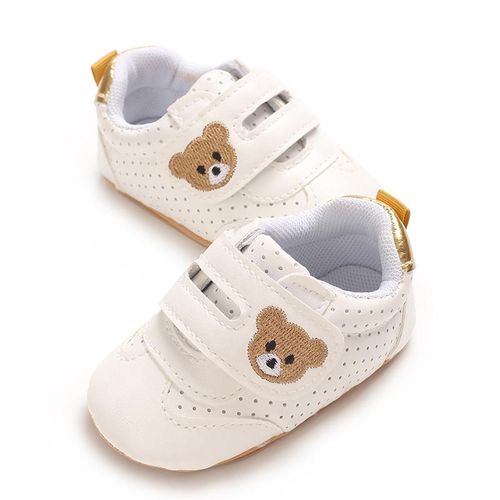Spring And Autumn Baby Boys And Girls 0-1 Year Old Breathable Soft Bottom Non Slip Cartoon White Sneakers