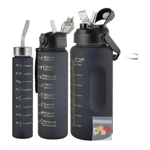 3 In 1 Color Motivational Water Bottle With Stickers