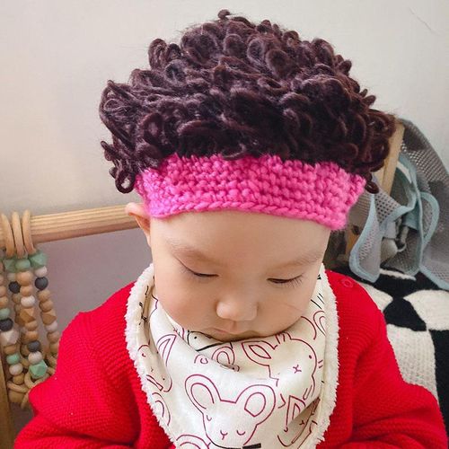 Cute Wigs Soft Cap Stretch Warm Thick Fashion Winter Interesting Beanies Hat For Kids Children New