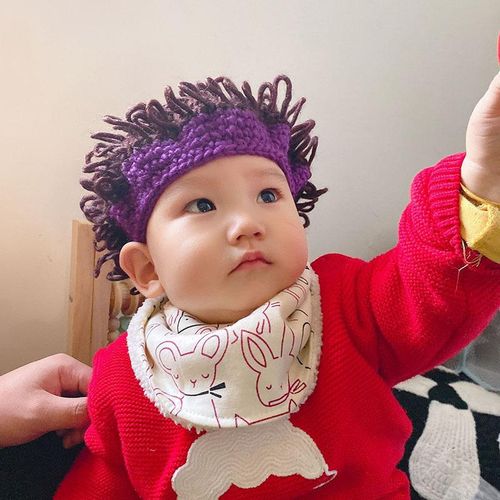 Cute Wigs Soft Cap Stretch Warm Thick Fashion Winter Interesting Beanies Hat For Kids Children New