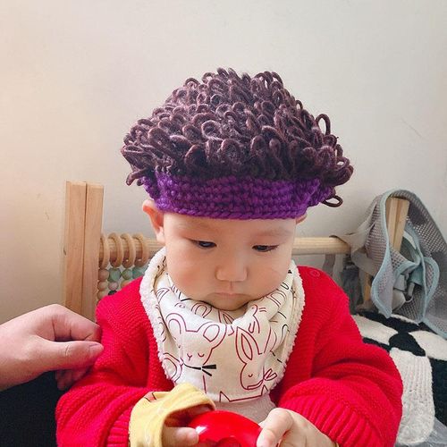 Cute Wigs Soft Cap Stretch Warm Thick Fashion Winter Interesting Beanies Hat For Kids Children New