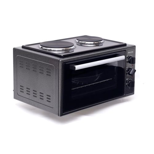 Blueflame 35 Liters Electric Mini Oven With Two Hot Plates / Hobs - Inox (5YRs WRTY)