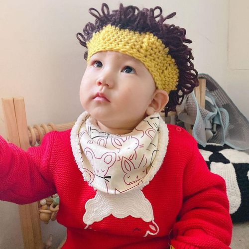 Cute Wigs Soft Cap Stretch Warm Thick Fashion Winter Interesting Beanies Hat For Kids Children New