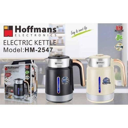 Hoffmans Original Multipurpose Electric Kettle Water And Milk Boiler 2.5 Litres Flask Pot Serving Jar Rapid Boil System- White, Black