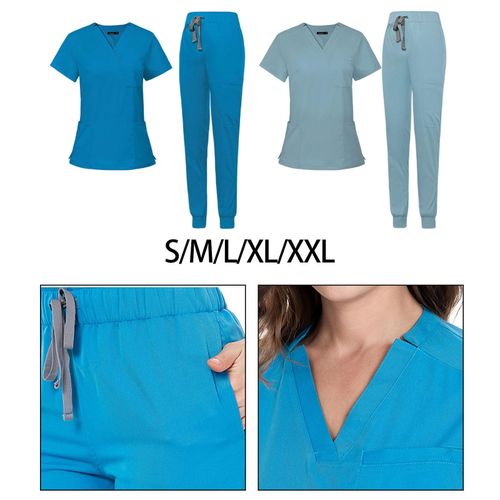 Nursing Scrubs Uniform Work Clothing For Massaging S Blue
