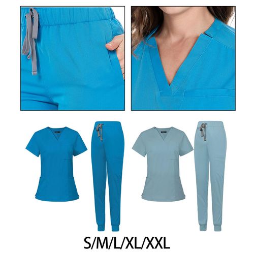 Nursing Scrubs Uniform Work Clothing For Massaging S Blue