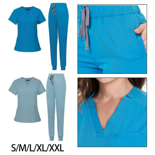 Nursing Scrubs Uniform Work Clothing For Massaging S Blue