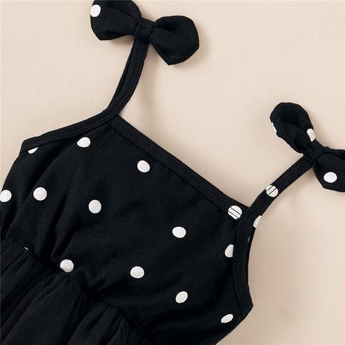 Baby girls princess dress black & white polka dot sling dress